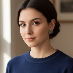 OSCAR DE LA RENTA  GUNMETAL SIGNATURE STUDS EARRINGS